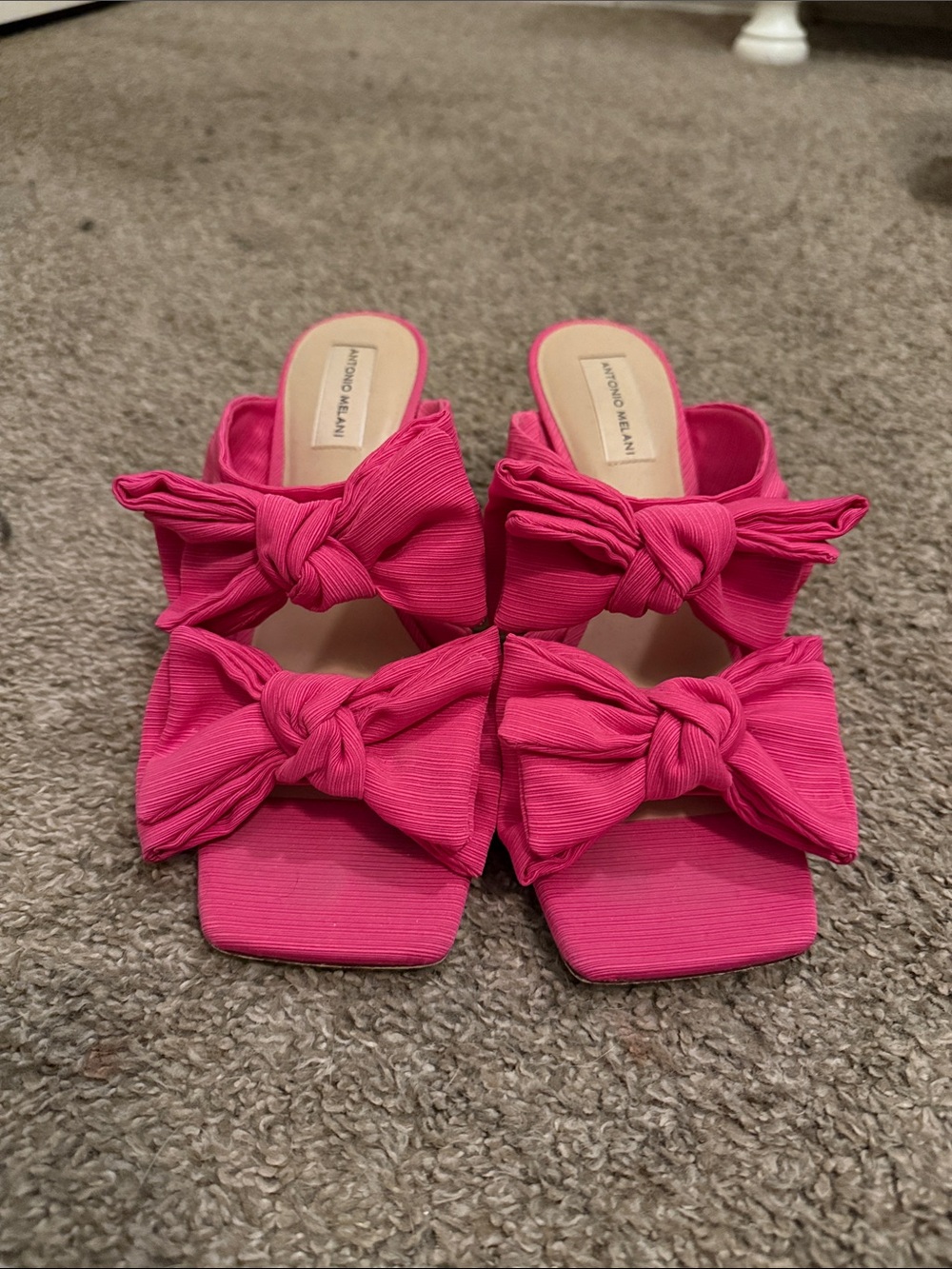 Antonio Melani Women’s Pink Bow Slide Sandal Heels
